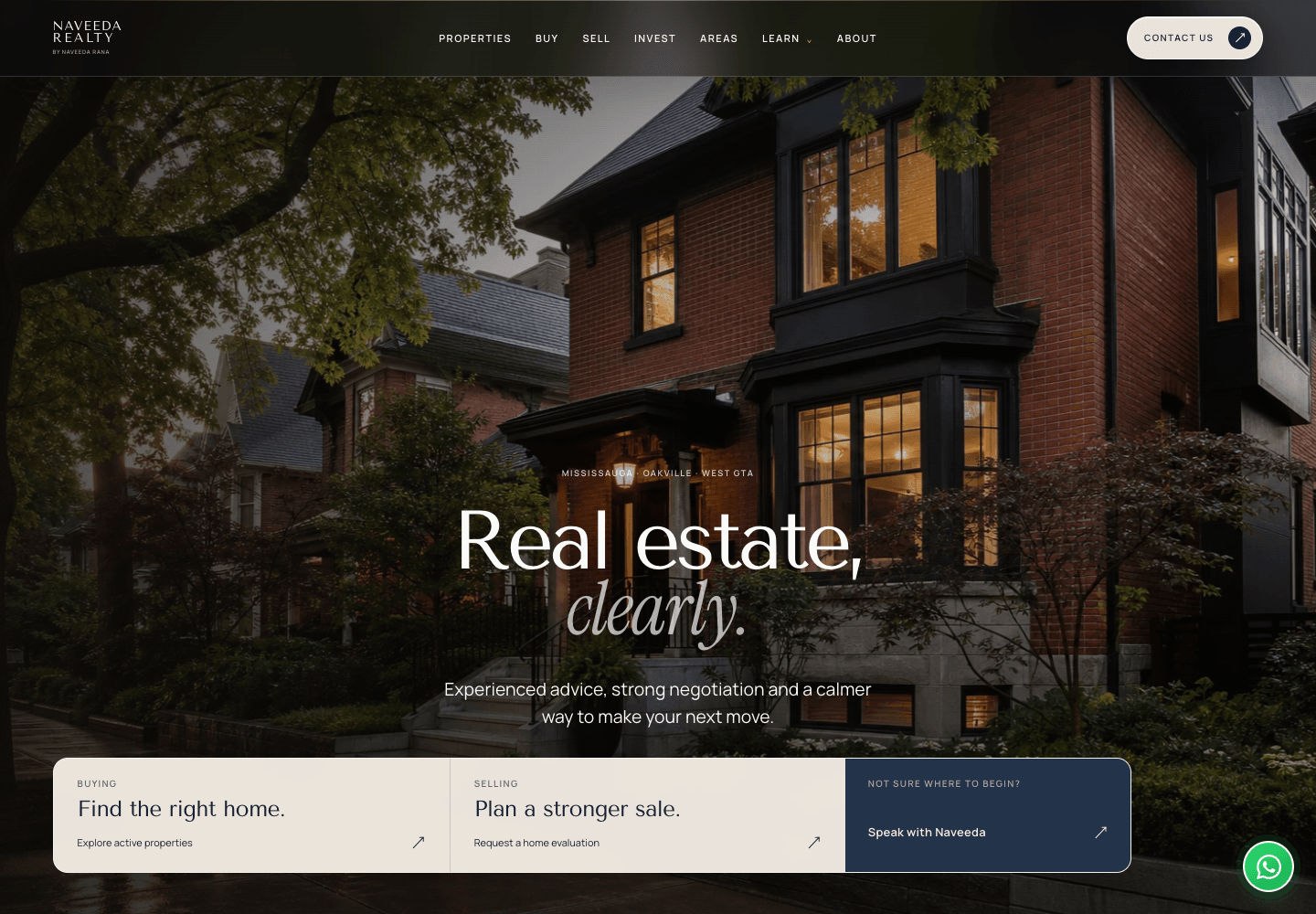 Naveeda Realty website with dedicated buyer and seller paths